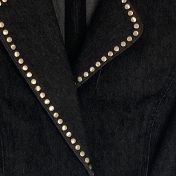 Nicole by Nicole Miller Cropped Jacket Sz 10 Black Stretch Denim Gold Rush - Picture 4 of 9